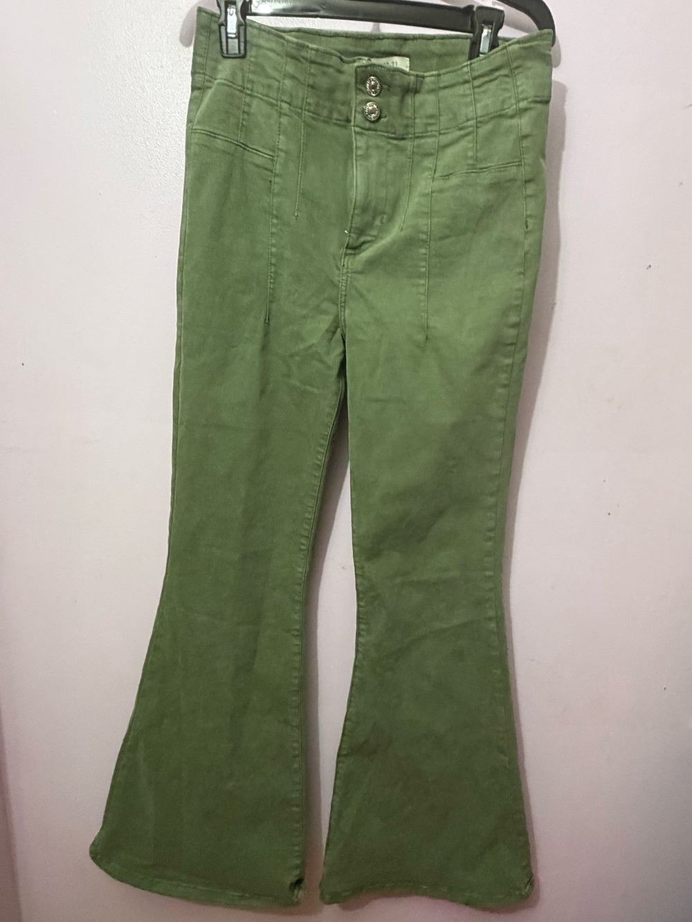 NWOT Forever 21 Olive Green High-Rise Flare Jeans